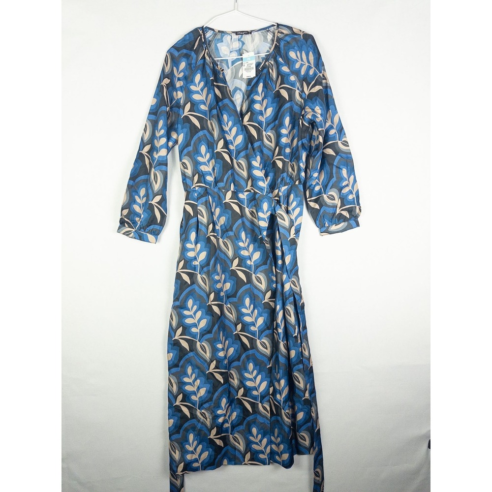 NWT‎ J.McLaughlin Seville Wrap Midi Dress Womens S Blue Floral Boho Resort